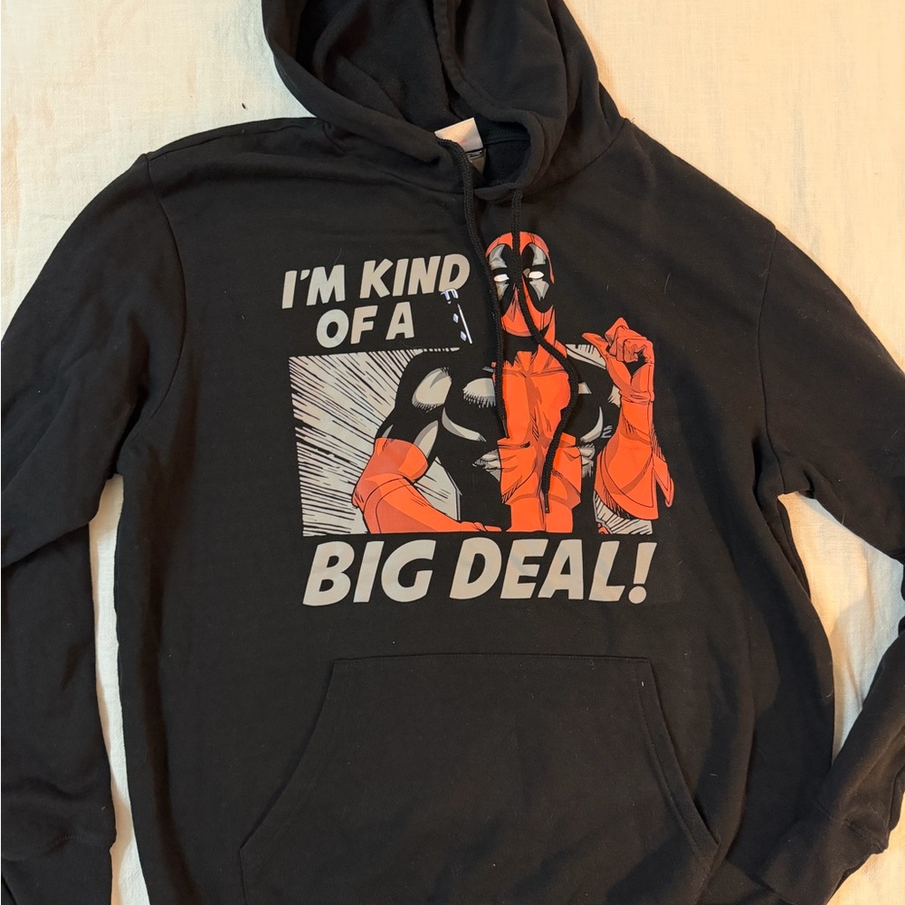 Black Graphic Hoodie with Comic Print